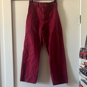 Big Bud Press midrise work pants in red wine